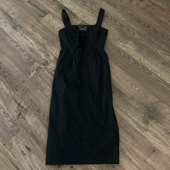 STAUD Sutton Black Lace-Up Dress - Picture 2 of 5